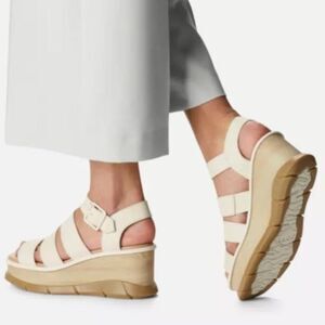 SOREL Joanie III Leather Ankle Strap Wedge Sandals NEW